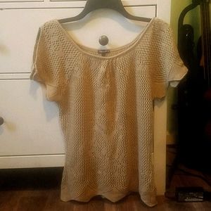 Tan short sleeve sweater shirt